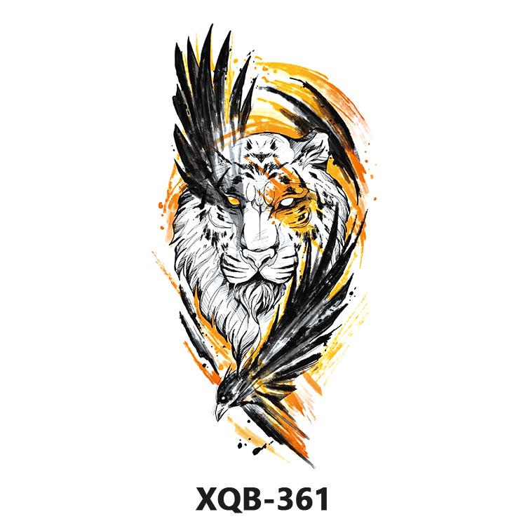 Waterproof Black & White Tiger/Wolf Transfer Sticker for Full/Half Arm - Long-lasting Tattoo for Men & Women