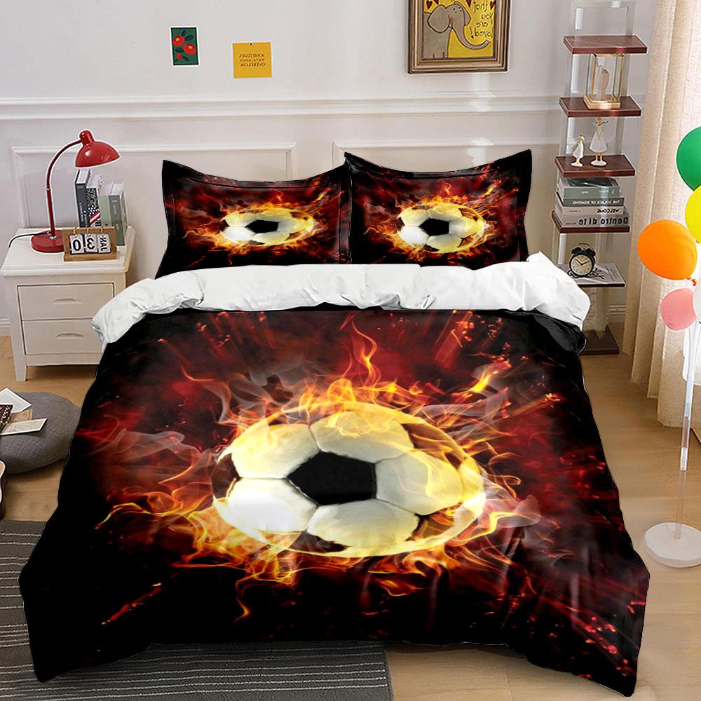 Flaming soccer ball design. Bedding sets Duvet cover sets Duvet covers Pillowcases(1 * Duvet Cover 2 * Pillowcases without duvet insert)