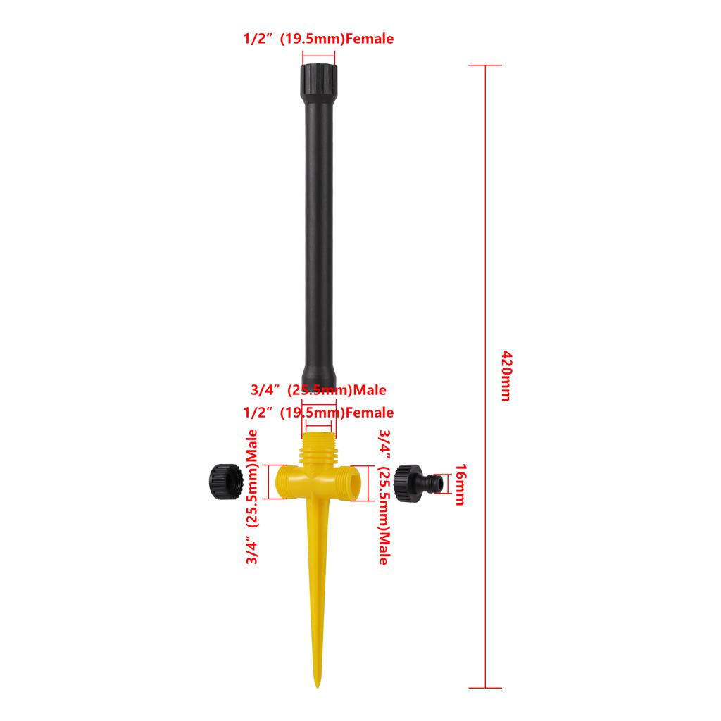 1/2" Male Thread Auto-Rotary Rocker Sprinklers Lawn Irrigation Watering Nozzle Garden Farm Greenhouse Orchard Watering Sprayer