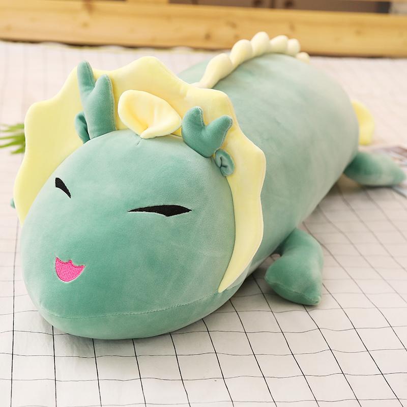 Non-Toxic Cute Dragon Plush Toy 90-150Cm Soft White Long Pillow Three Colors Dinosaur Stuffed Sleeping Cushion Gift Cartoon