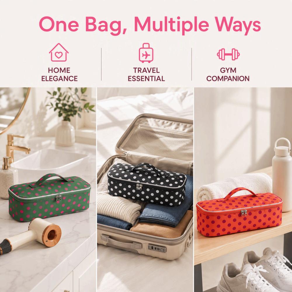 with Handle Curler Storage Bag Polka Dot Makeup Bag Fashion Hair Dryer Storage Bag For Travel