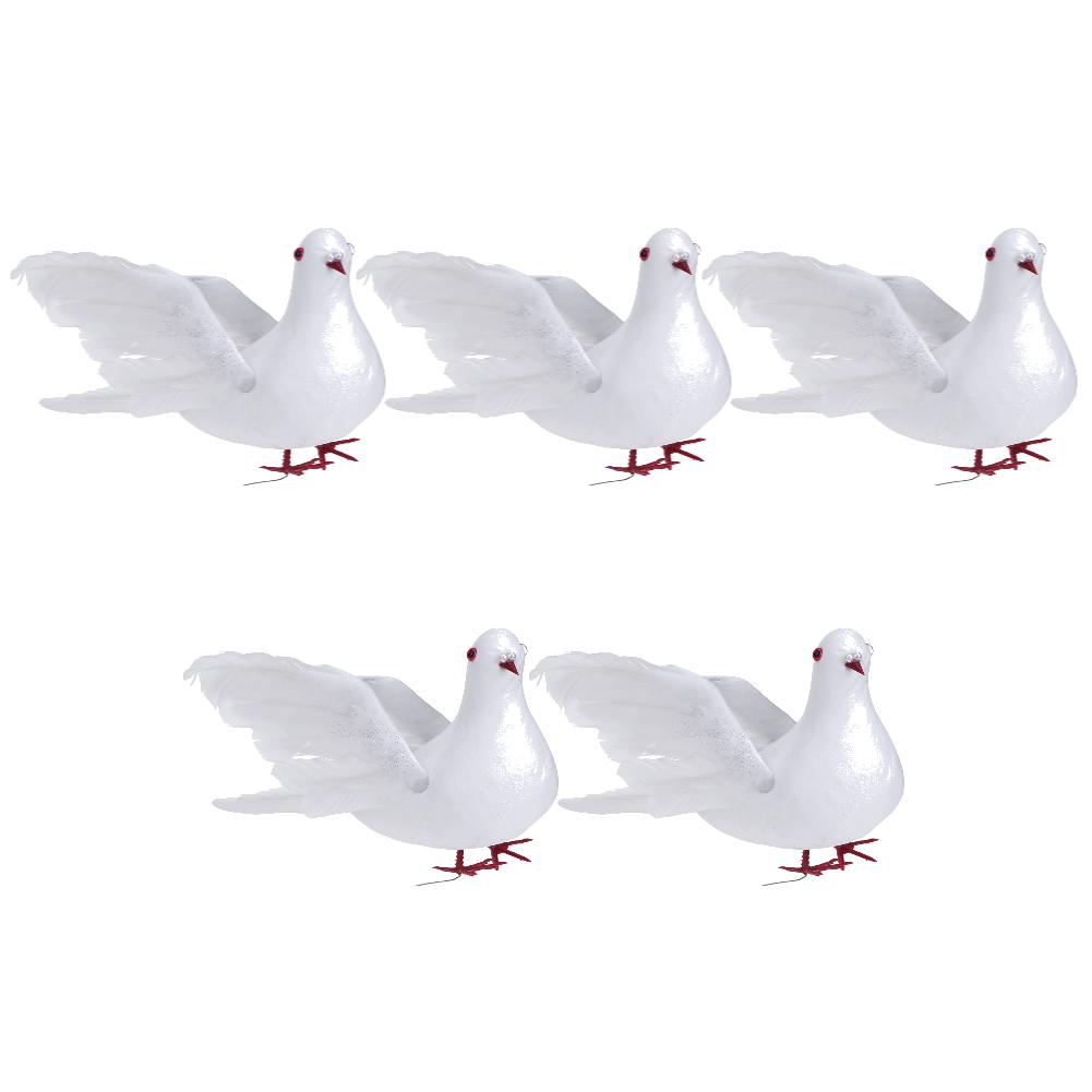 5-1pc  Artificial White Pigeon Foam Doves Peace Doves For Wedding Dec Birds Animal Decoration Pigeons Bird Crafts DIY Bird Decor