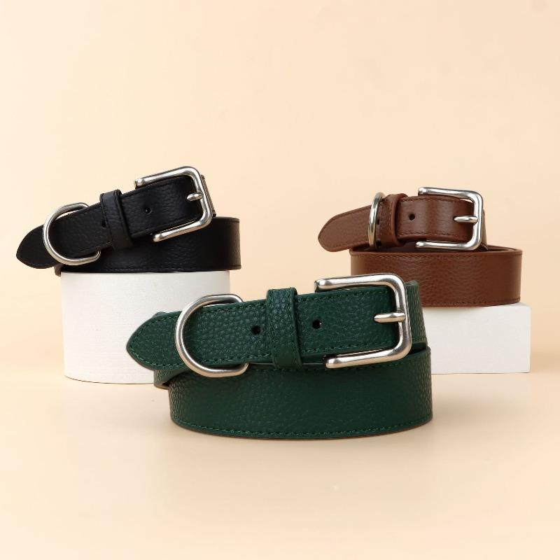 Meier First layer cowhide green black brown girdle genuine leather pebbled belt wide belt