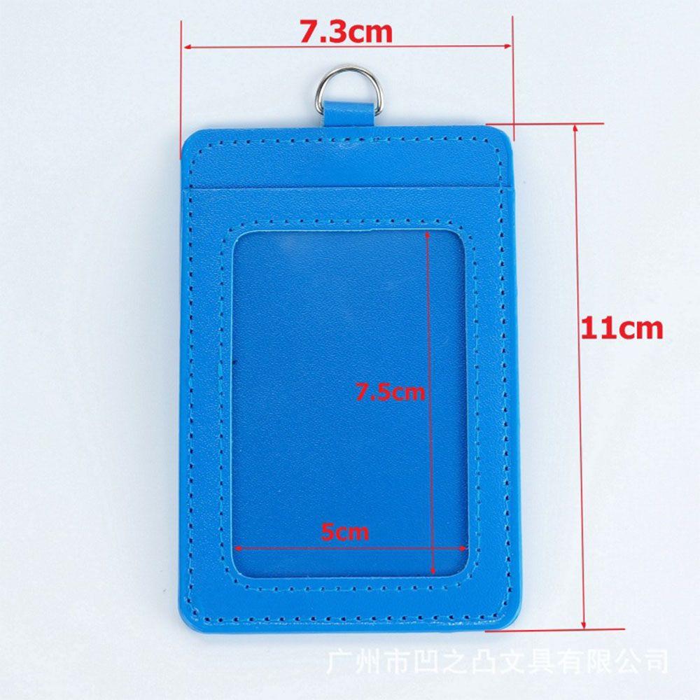 Two-sided Badge Cover PU Leather ID Sleeve Badge Holder Card Case Card Clips