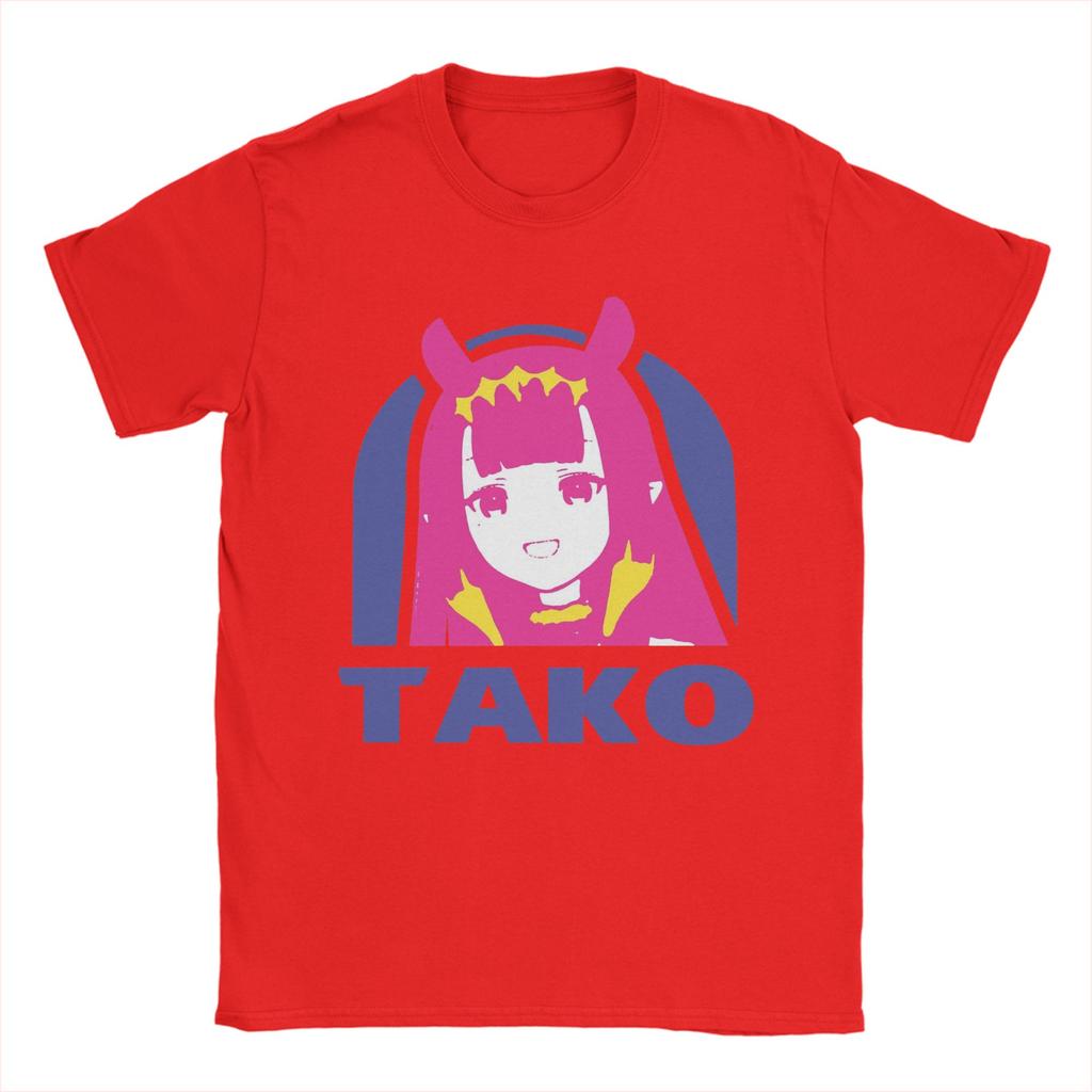 Hololive EN Ina TAKO BELL Trending T Shirts Cotton Tee Shirt for Unisex Y2K Fun Plus Size Short Sleeve Top Tees