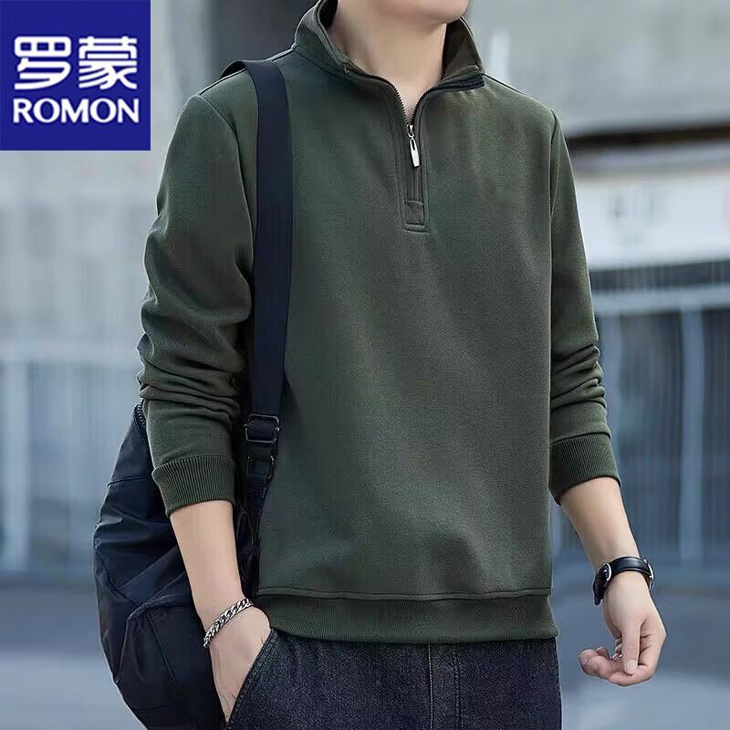 ROMON Men's Casual Stand Collar Long Sleeve Sweatshirt