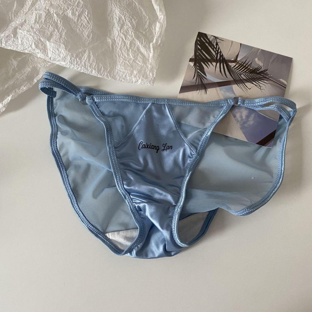 Danish Moonlight: Women's Sexy Thin Strap High Slit Silk Low Waist Seamless Panties