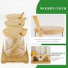 Kitchen Glass Condiment Jar Set Wood Lid with Tray Spoon Clear Spice Salt Container Dust-Proof Coffee Beans Organizer Bottle