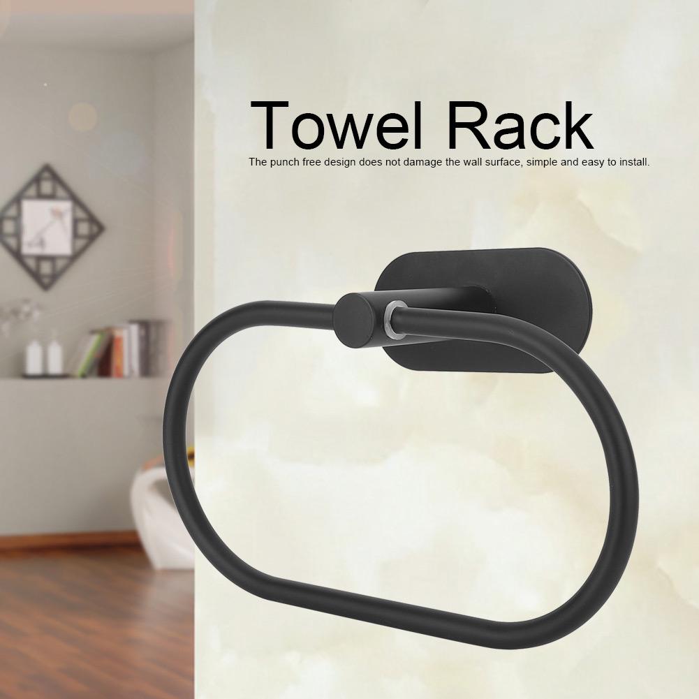 Bathroom 304 Stainless Steel Wall Mounted Towel Rack Storage Holder Shelf Black