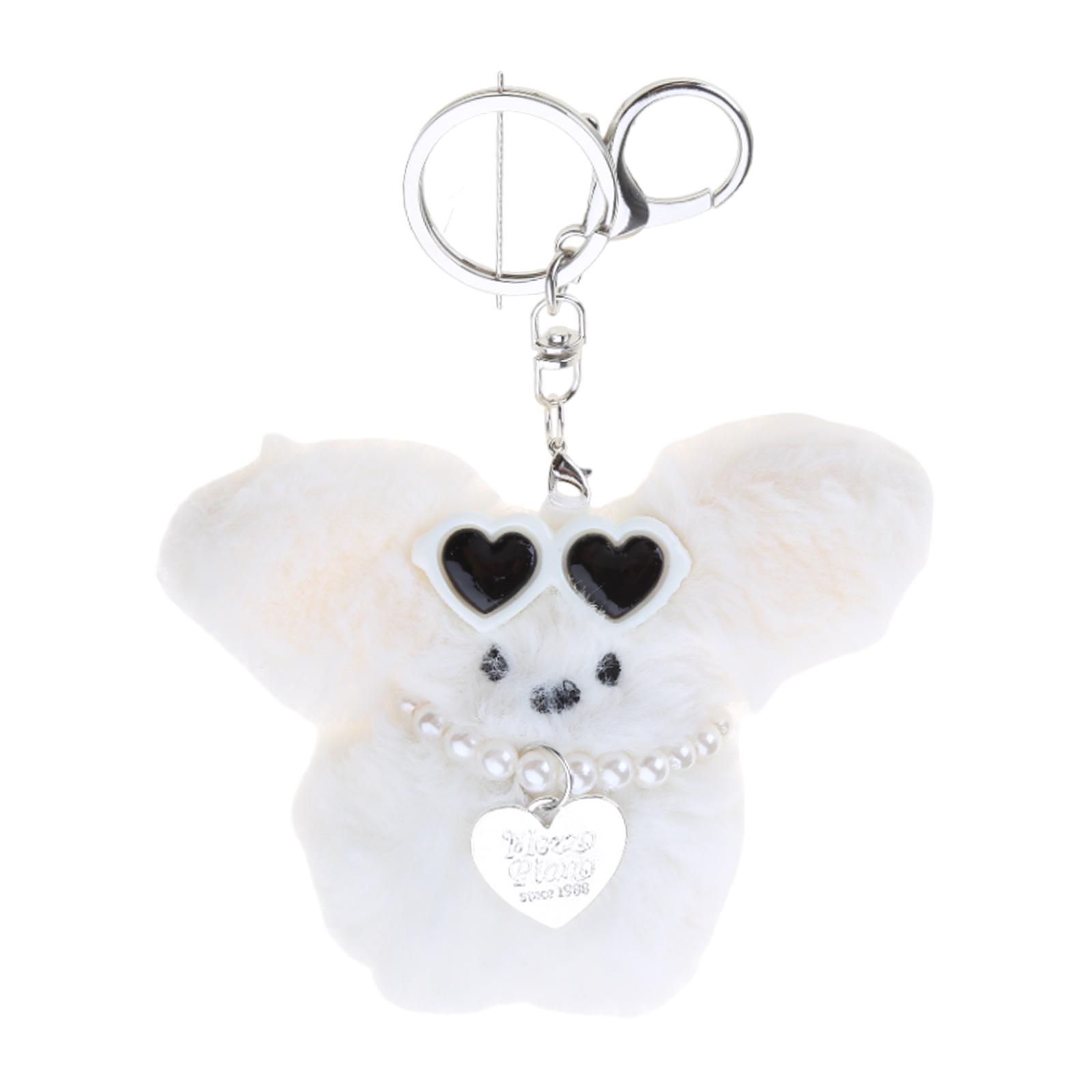 

Брелок ручной работы с очками, зайчиками, сердечком, брелок для женщин, плюшевый брелок, подвеска, украшение для сумки автомобиля