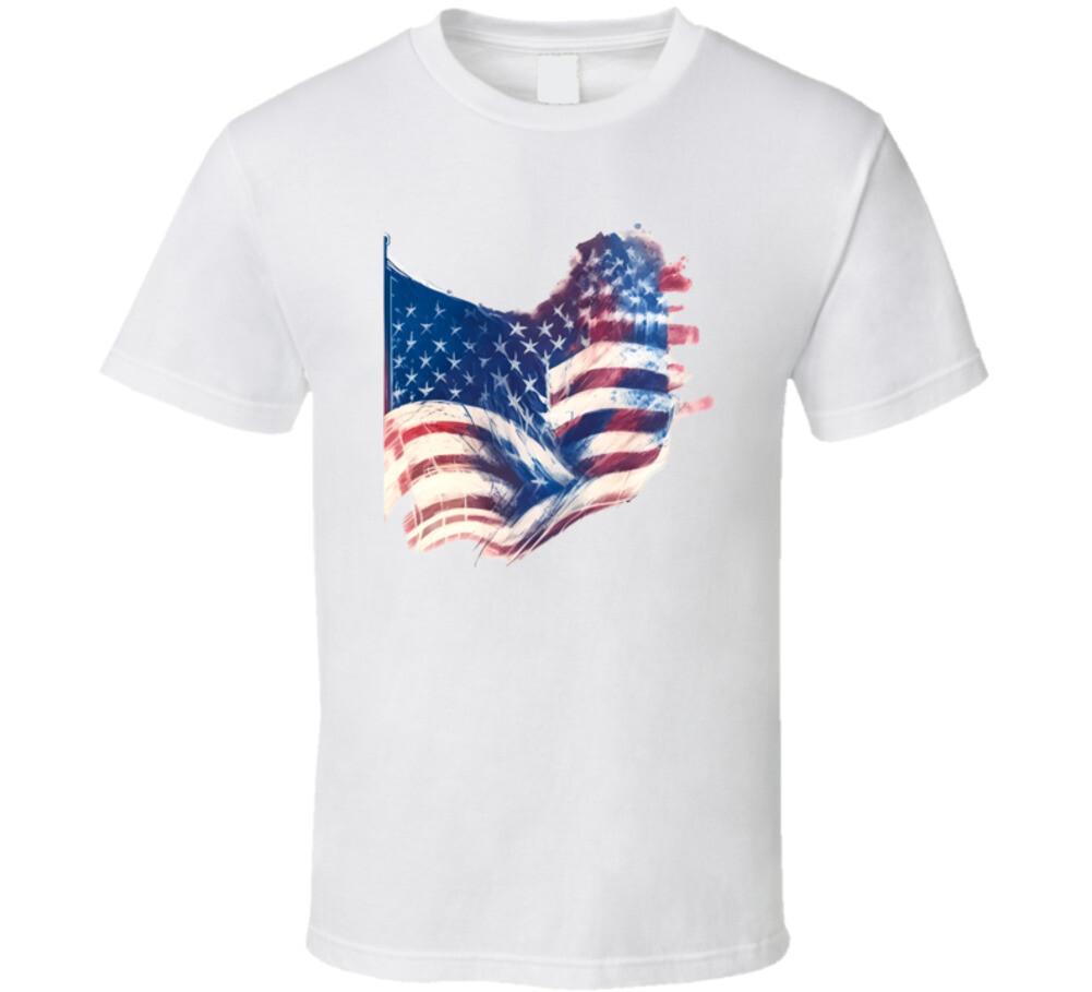 Painted American Flag Tee Patriotic TShirt Stars & Stripes Novelty Usa T-Shirt XL
