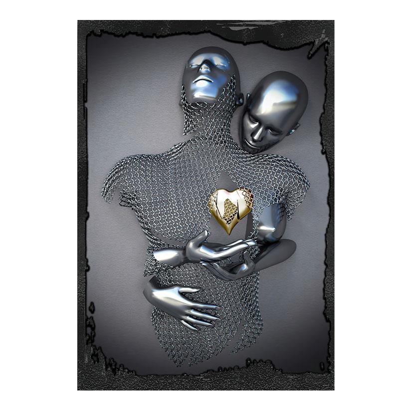 

Скульптура для влюбленных, абстрактная металлическая фигура, статуя, художественные постеры и принты, современные картины на холсте на стене, художественные фотографии, Настенный декор 21*30cm