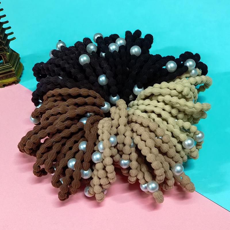 High Elastic Korean Style Hair Ties with Round Beads - Durable, Thickened Rubber Band Hair Accessories for Women