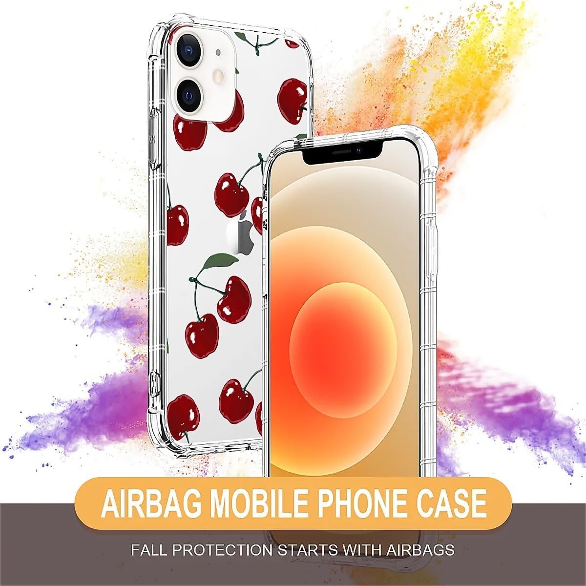 Case for iPhone 11,T1t Cherry B7 Clear Case Pattern Cute Cover Case for Girls Men Slim Thin Soft Shockproof Phone Case