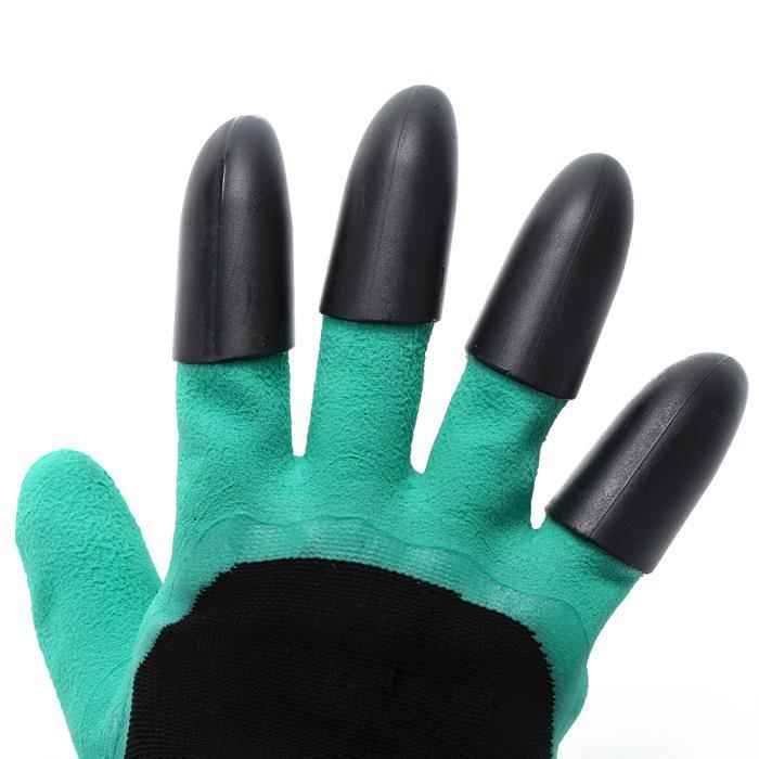 GREEN and BLACK 1 Pair of Clawed Latex Work Gloves for Digging