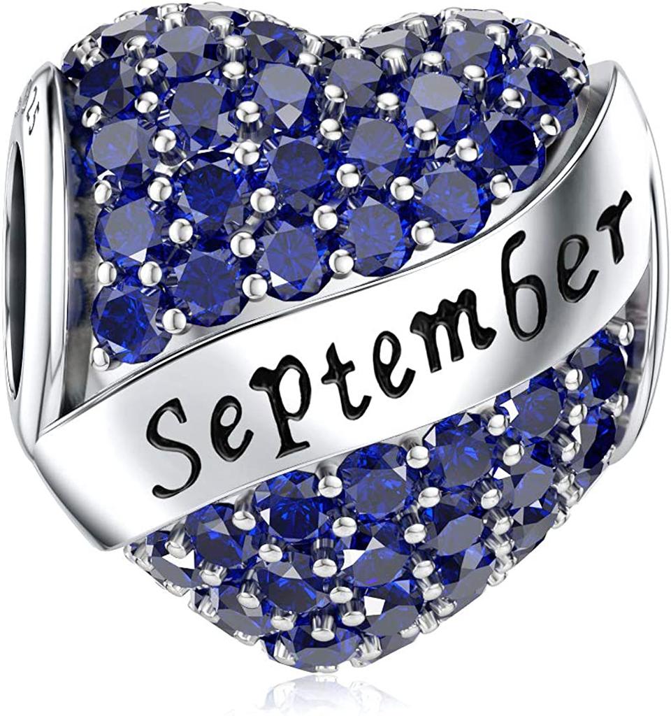 Authentic Copper Plated Twelve Month Birthstone Heart Eternity Decorative Charms Beads Pendant Charm Fit Original Fashion Bracelet For Women Jewelry