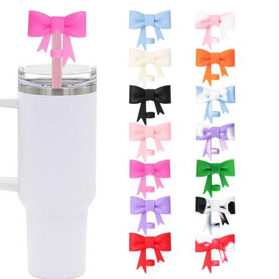 3 Pcs Silicone Straw Caps Bowknot Straw Covers for 10mm Diameter Straw Reusable Straw Tips