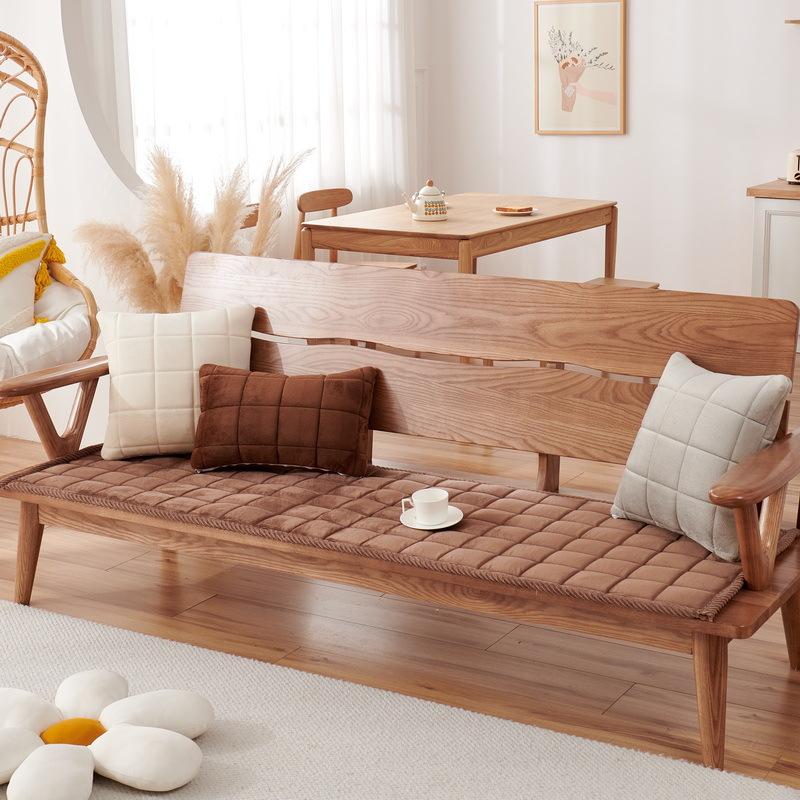 Neues Sofakissen für alle Jahreszeiten, rutschfestes Plüsch verdickt, Büro schlichte Massivholz Sofabezug