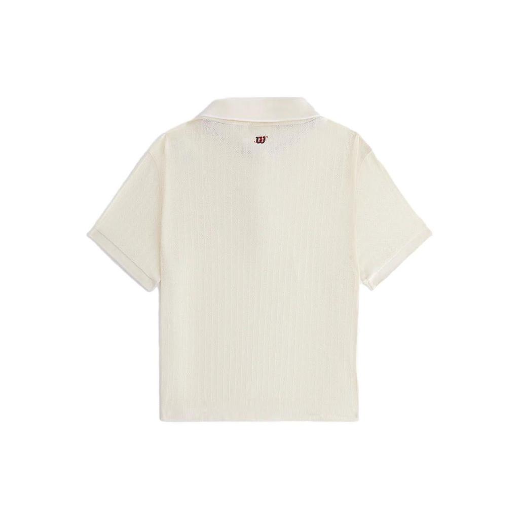 Kith X Wilson Logo Letter Print Pullover Short Sleeve Polo Shirt Women Polo Shirts White W91w314130wwte