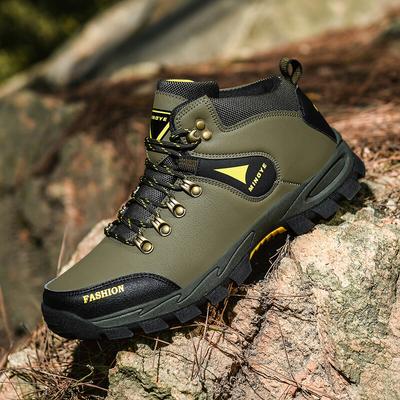 Hiking Four Season Boots Men's Outdoor Hiking Boots Leather Top High Top Leather Outdoor Hiking Sneakers Tactical Boots Gobi