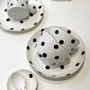 Pastoral Polka Dot Ceramic Tableware Set Household Rice Bowl Creative Internet Celebrity Gold Plate Steak Western Plate