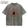 Mens Casual Washed TShirt Trendy And Stylish Pure Cotton Short Sleeve Unique Spider Print Summer Everyday Commute Top