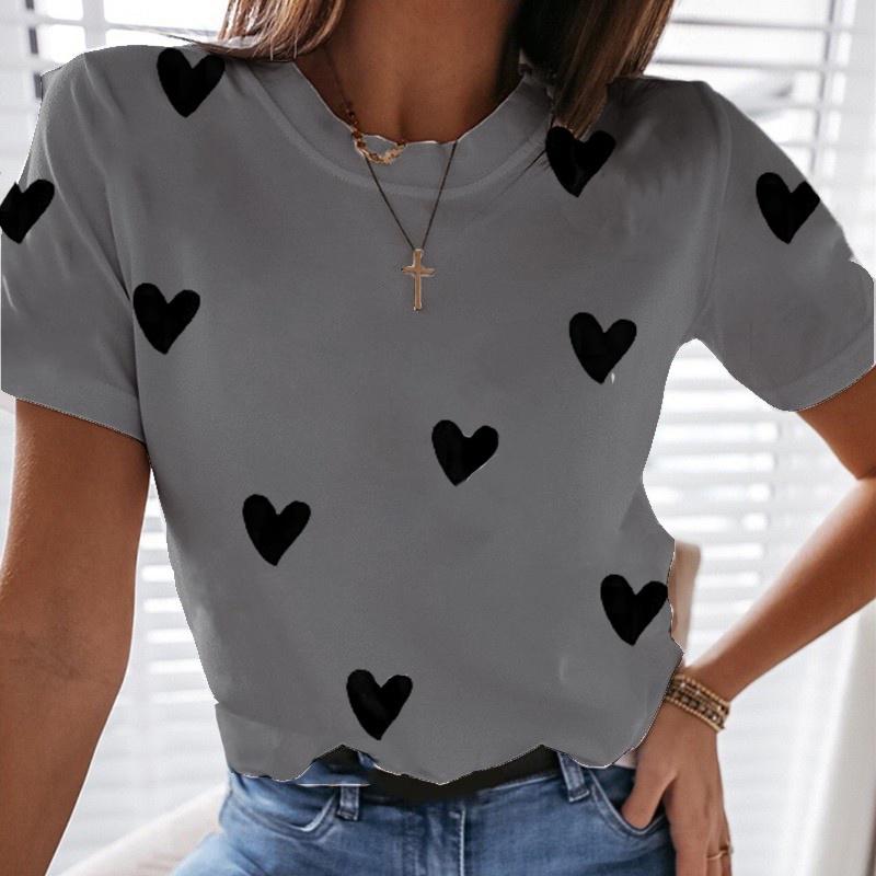 Camicia San Valentino Bambina – Maglietta Maniche Corte Con Cuore Rosso, Casual - 2