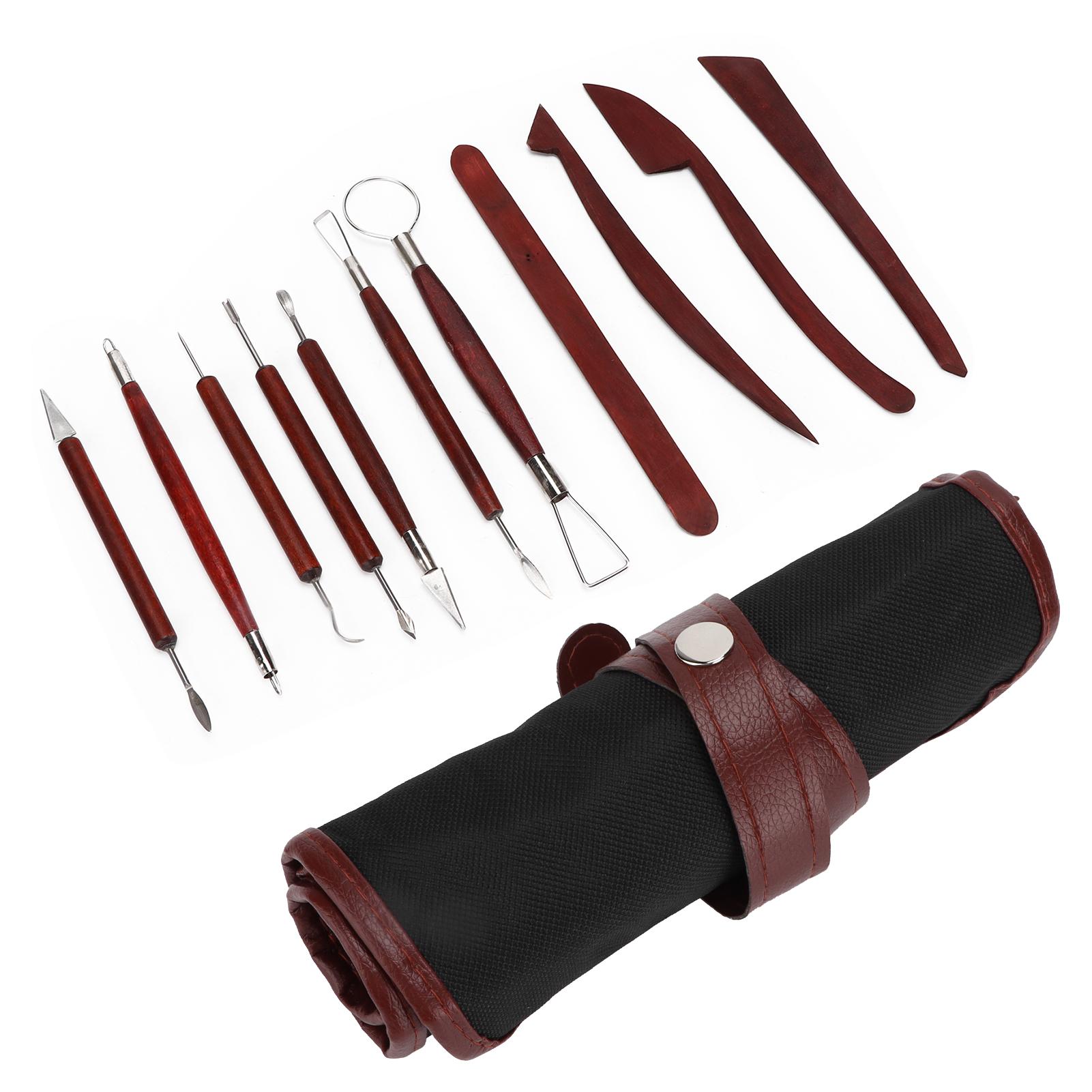

12pcs Soft Clay Carving Tools Multipurpose Stainless Pottery Accessories with Roll Pack for DIY