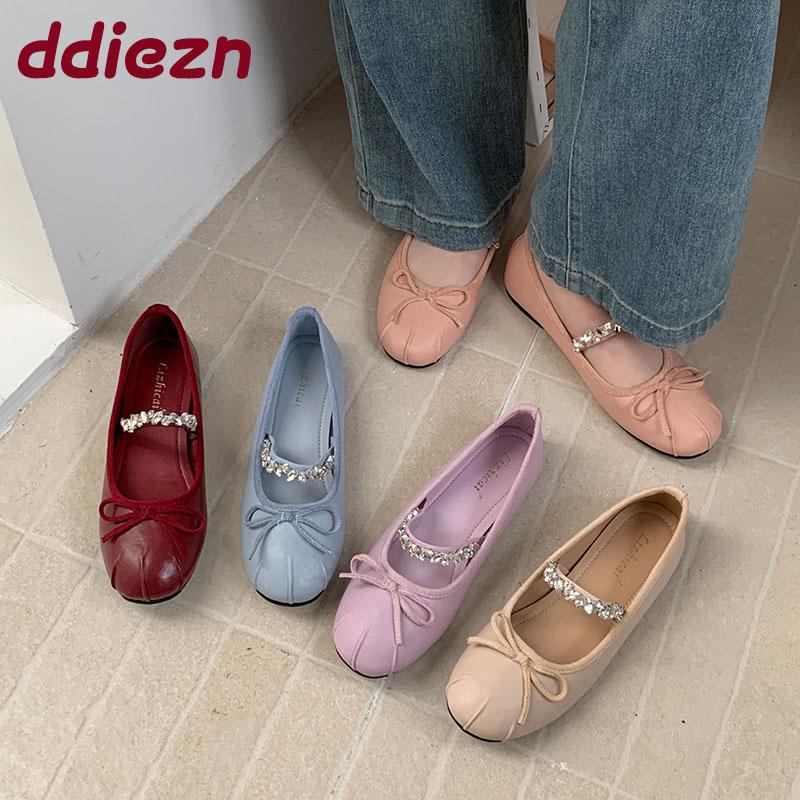 Fashion Pink Fashion Rhinestones Ladies Mary Janes Flats Lolita Shoes Soft Female Round Toe Footwear Shallow Women Ballet Flats Shoes