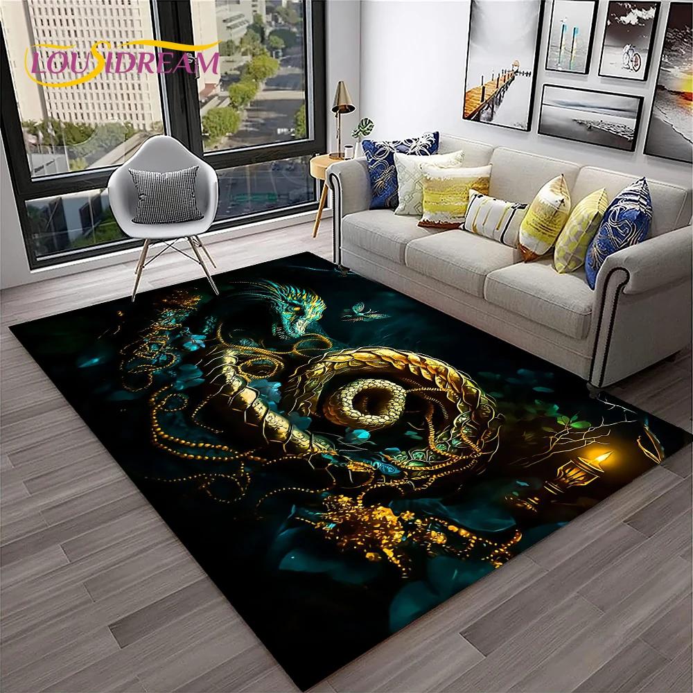 Gothic Serpent Viper 3D Python Snake Carpet Rug for Home Living Room Bedroom Sofa Doormat Decor,kids Area Rug Non-slip Floor Mat