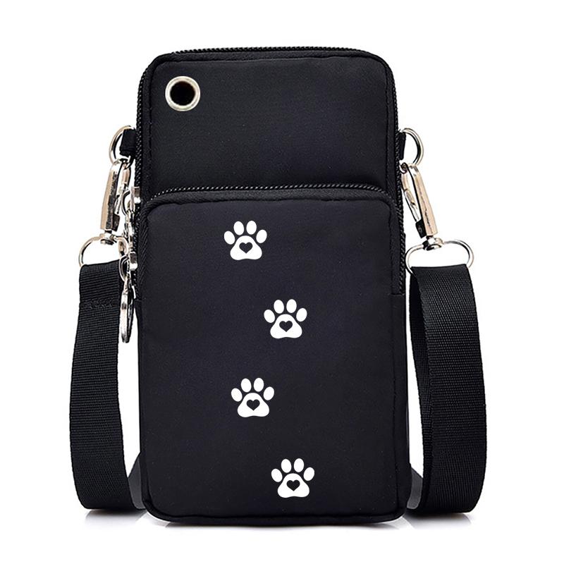 Dog Cat Paw Graphic Women's Mobile Phone Bag Harajuku Cartoon Female Handbag Animal Paw Lovers Small Crossbody Bags Mini Purse
