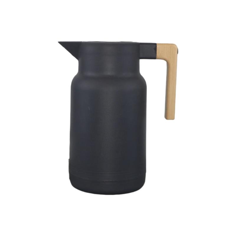 

Термокружки большого объема 1 л с серебряным покрытием внутренней колбы и эргономичной деревянной ручкой для использования дома и в офисе чёрный