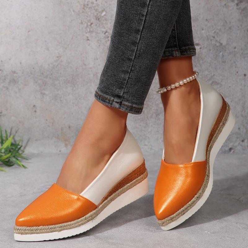 Fashion 2025 Spring and Autumn New Korean-style High-heeled Women's Shoes with Pointed Tips and Straw Weaving for Nurses