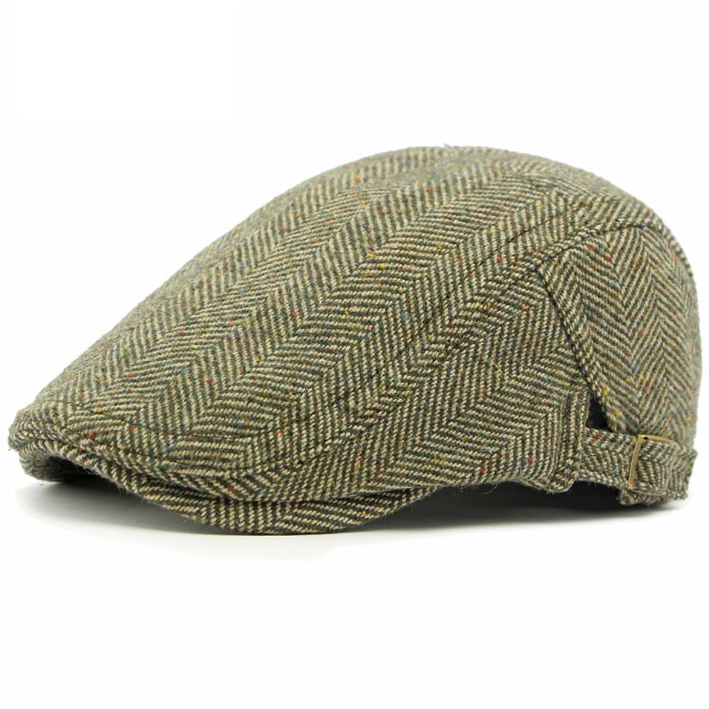 HT4546 Beret Wool Hat Men Women Adjusted Ivy Flat Cap Retro Artist Painter Striped Beret Hat Male Female Autumn Winter Beret Cap