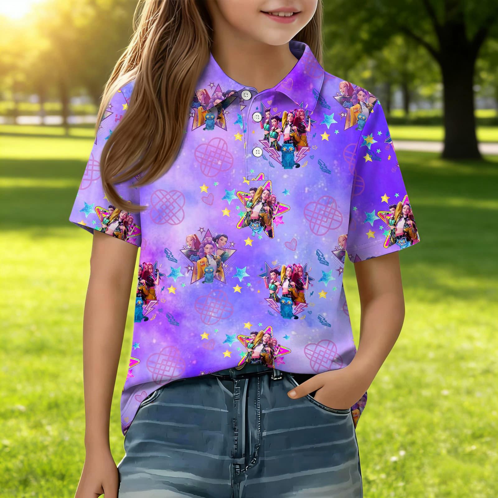 Children s Daily Casual Short-sleeved Print Tops T-shirts Shirts 110