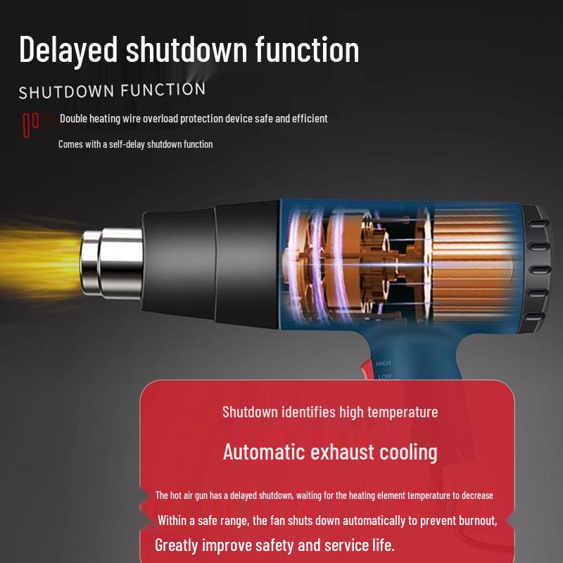 Industrial High-Power Hot Air Gun for Film Application, Seam Filling, Heat Shrink, and Hot Melt with Powerful Heating.