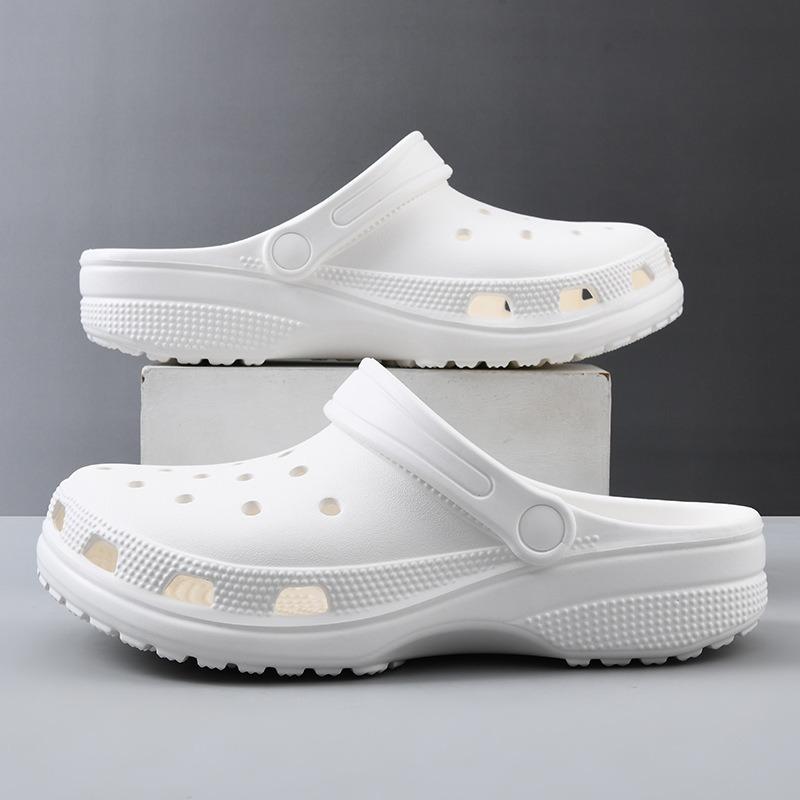 

Summer men s hole shoes outdoor wear high heels thick soles large size heightening EVA cool slippers 40-41 білий