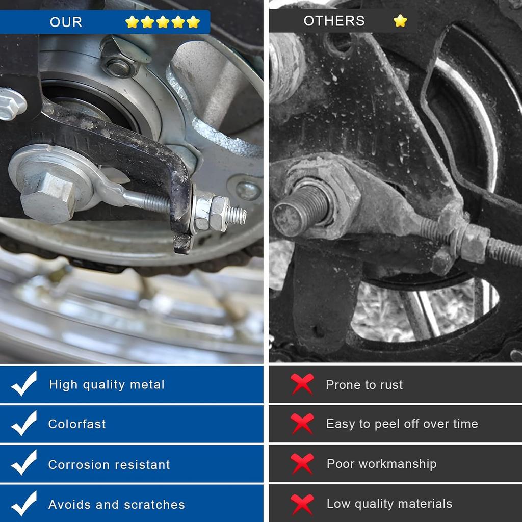 2 PCS Rear Chain Adjusters, Motorcycle Rear Chain Axle Adjusters Replaces 95014-10010, Metal Chain Tensioner for CT70 XR75 XR50R CRF80F CRF100F XL75,