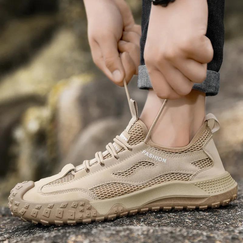 Sommer Herren Watschuhe Outdoor Mode Atmungsaktiv Wanderschuhe Herren Casual Rutschfest Verschleißfest Mesh Schuhe Zapatillas