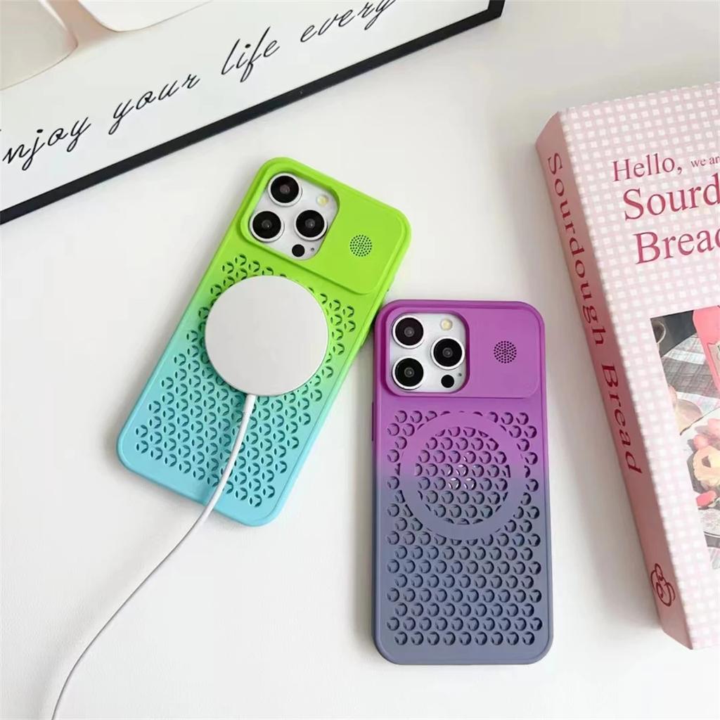 Fashion Colorful Honeycomb Aromatherapy Magnetic Cooling Protective Case for iPhone 15 14 13 12 Pro Max Cooling Shockproof Case