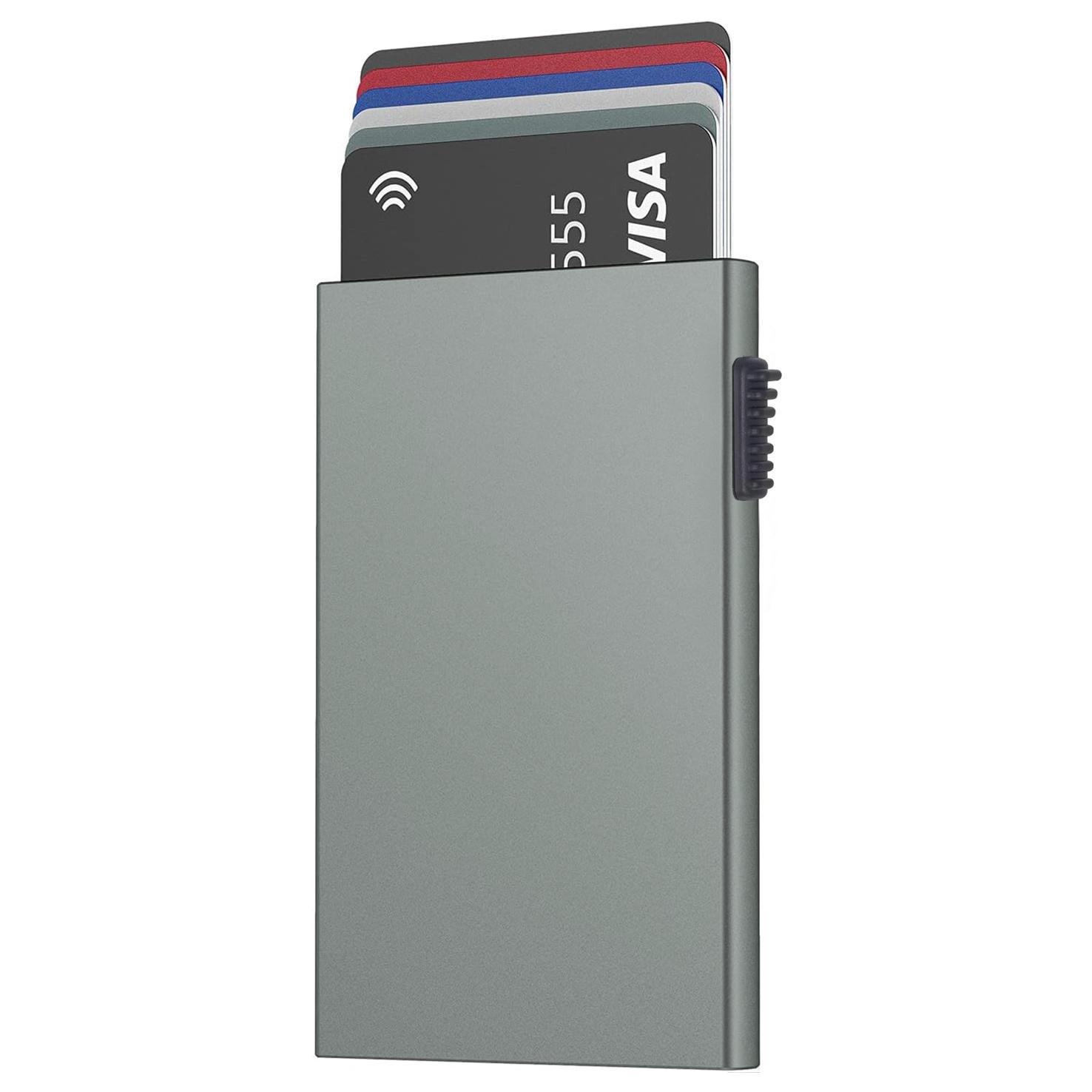 

Automatic Pop Up Storage Bag Big Capacity Credit Card Holders ID Holder Aluminum Metal Wallet Home Storage Collection Containers серый