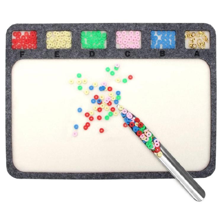 3/4 Piece Portable Jewelry Making Kit Felt Bead Tray Metal Scoops 6 Compartments Bead Craft Mat For Craft Organization