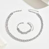 Personalized Willow Leaf Diamond Bracelet Necklace Set Glitter Full Diamond Banquet Party Jewelry