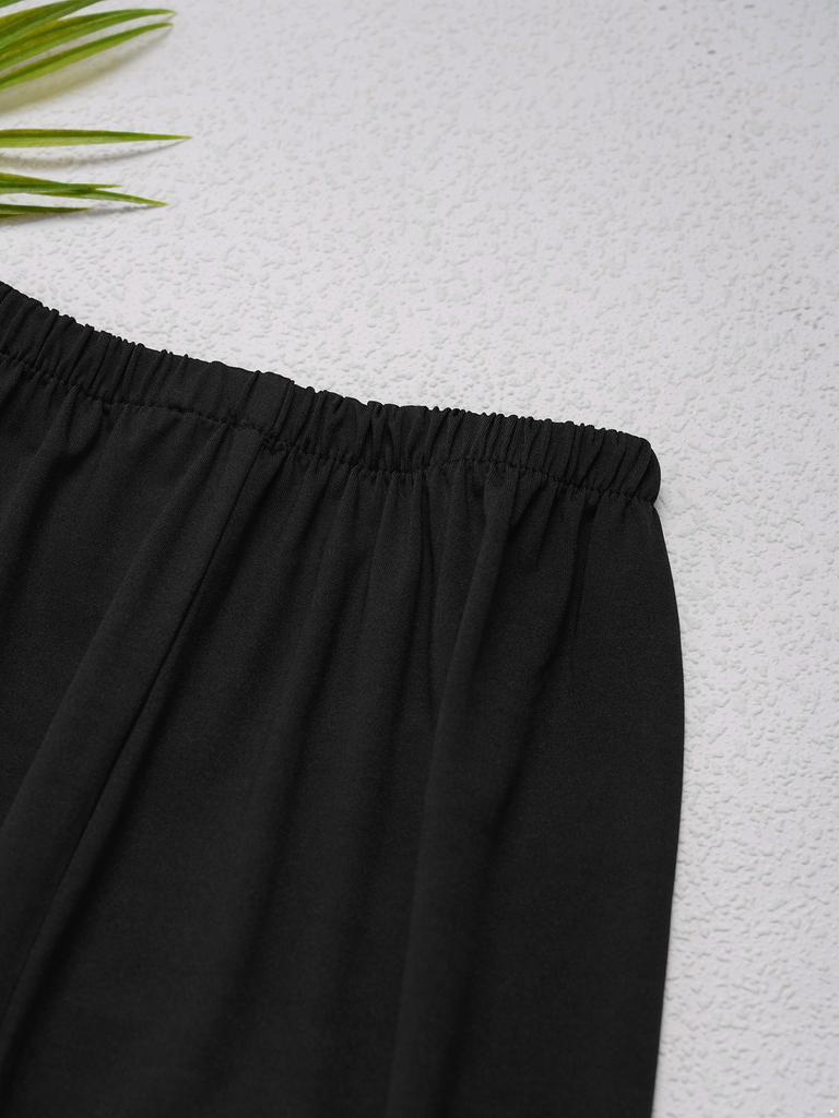 Pantaloni Kung Fu Unisex Vita Elastica Larga Pantaloni da Allenamento Taichi Arti Marziali