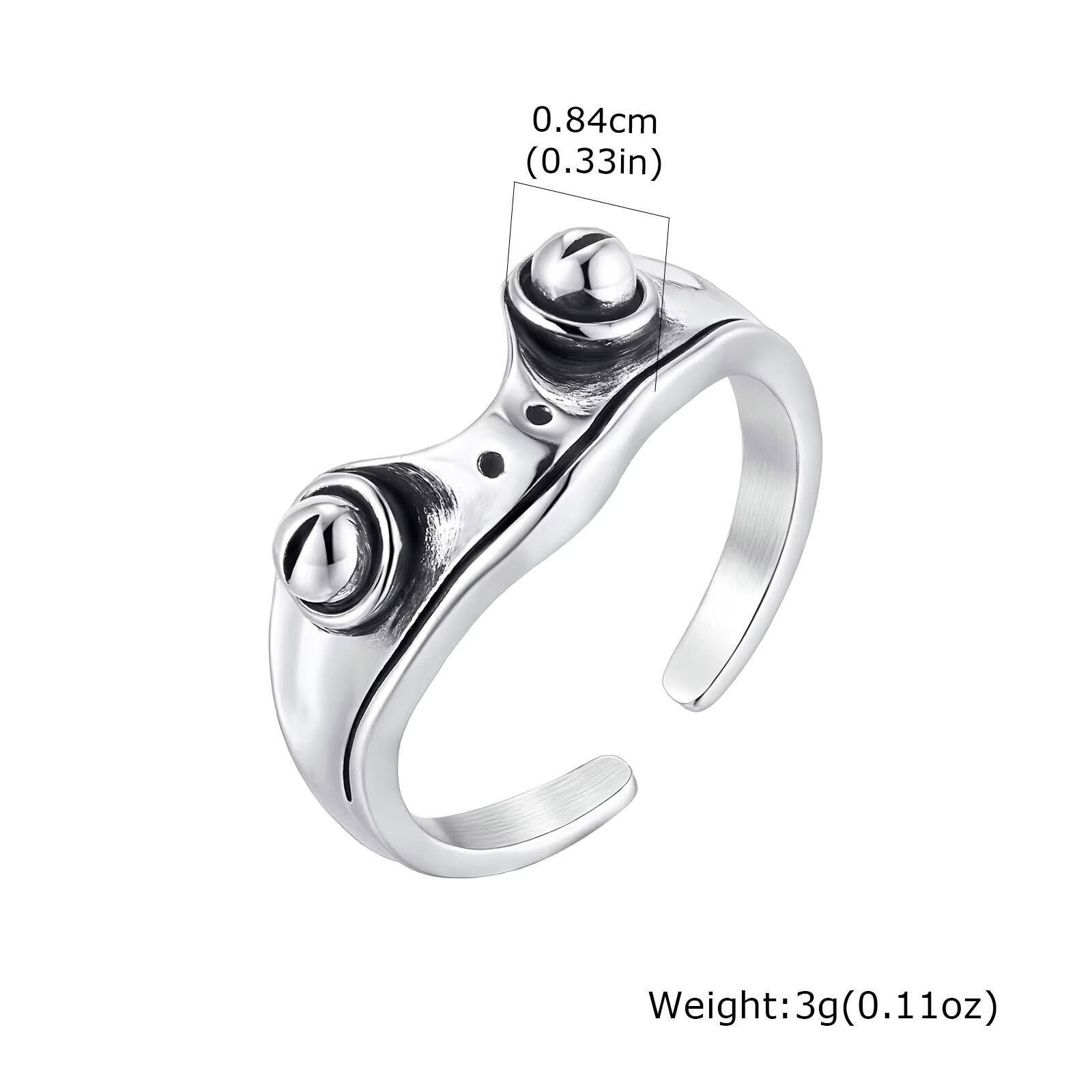 

Vnox Adjustable Frog Ring for Men Women, Cute Animal Theme Open Band Jewelry Gift, Unique Toad Eye Fashion Unisex Accessories