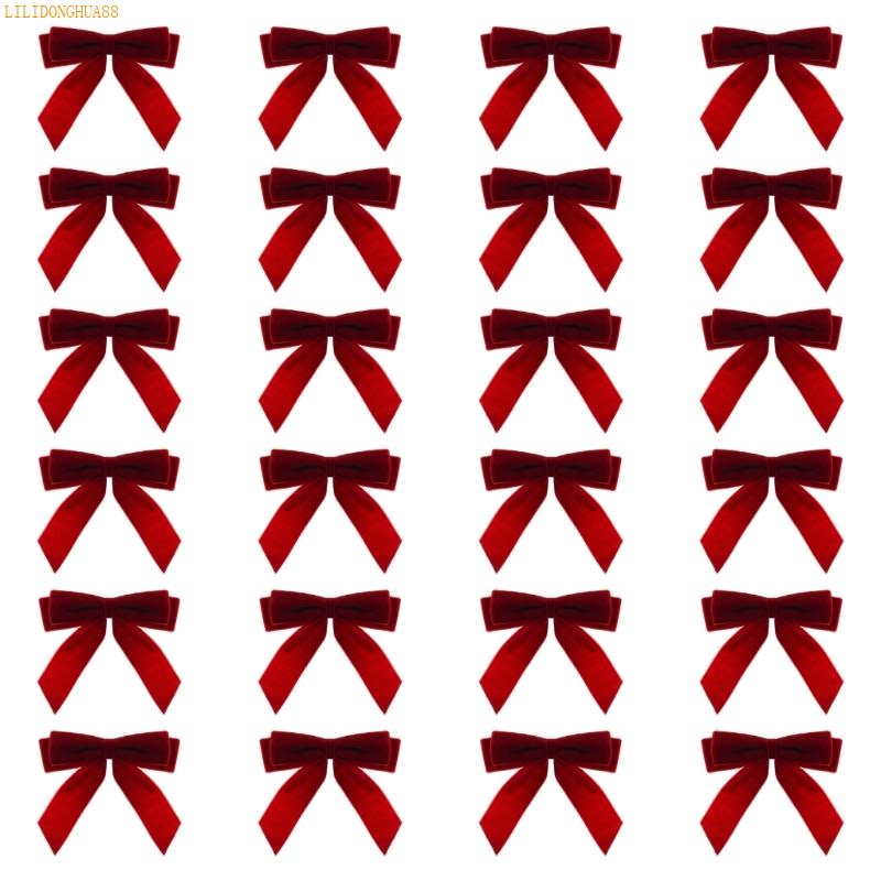 K1AE Elegant Velvets Bows Ornament For Christmas Tree Home Decoration Easy To Hanging Bowknot Pendant for Window