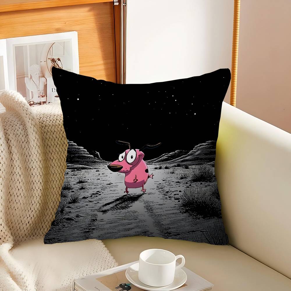 Cute Courage The C-Cowardly Dog Pillow Covers Cartoon Sofa Decorative Home Double-sided Printing Short Plush Cute Cushion Cover