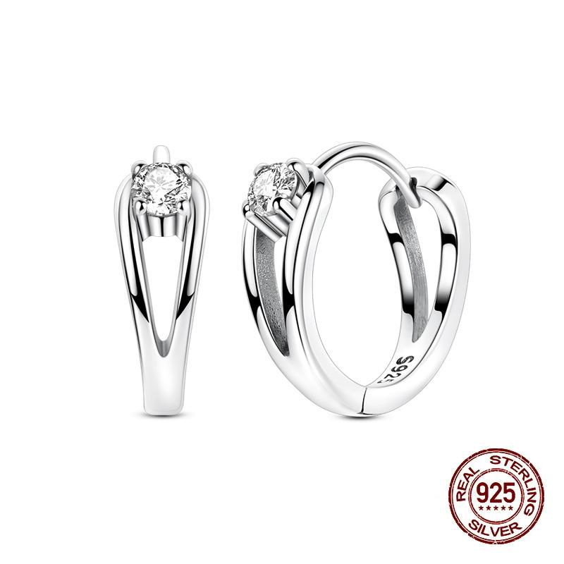 New Earrings for Women 925 Silver Color Star Geometric Entangle Zircon Earrings Fine Wedding Engagement Birthday Jewelry Gifts