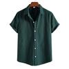 Gestreiftes Hemd für Herren Baumwolle Kurze Ärmel Knopfblusen Lässig Umlegekragenhemd Sommer Streetwear Überhemden Tops