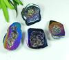 31-33 MM Rainbow Titanium Aura Agate Druzy Fancy Loose Gemstone 4 Pcs Lot SY-110